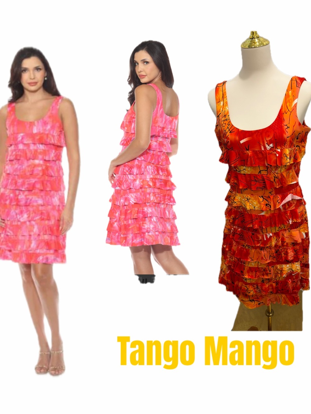 Ruffled Sleeveless Dress -Red and Orange